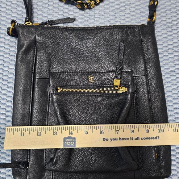 Elliott Lucca Gwen Black Leather Crossbody Bag with Gold-Tone Hardware - Picture 7 of 8
